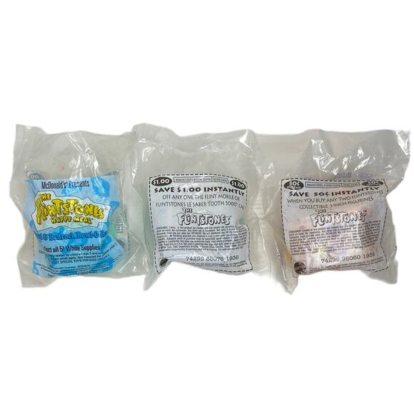 Vintage McDonald's The Flintstones Happy Meal Toys Set of 3 - Picture 7 of 7